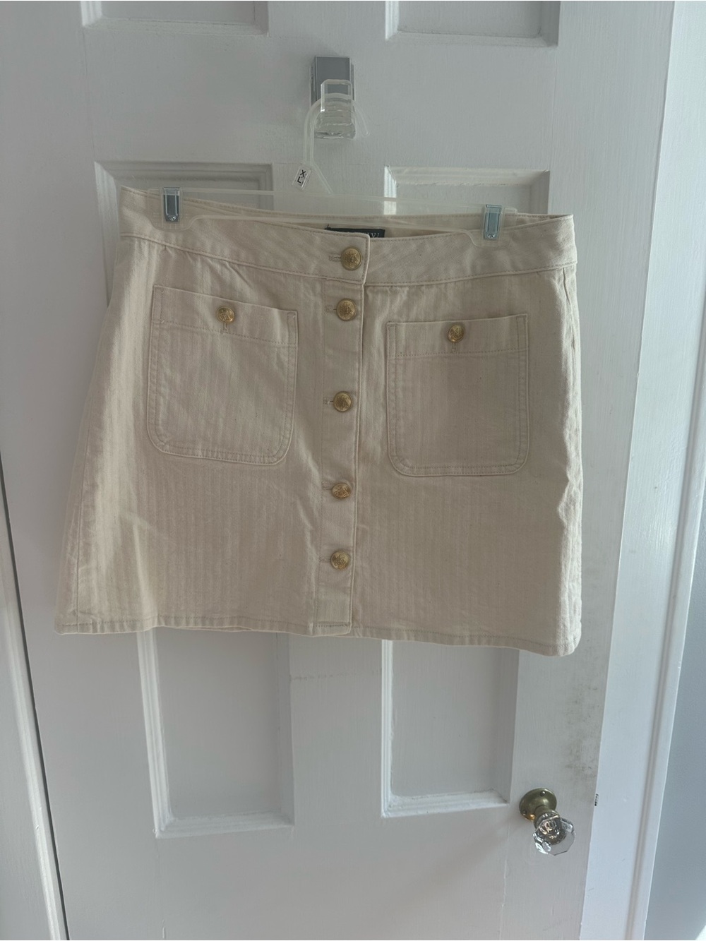 J. Crew Cream Button-Front Mini Skirt